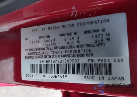 2016 Mazda Mazda3 I Touring из США, поврежденный, VIN JM1BM1W79G1309557